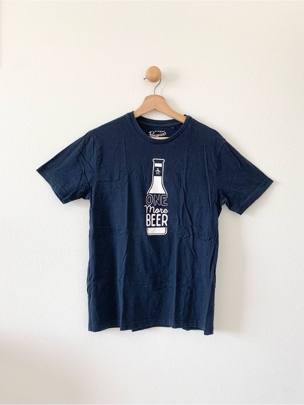 Original Penguin Navy Graphic 'One More Beer' Short Sleeve Tee
